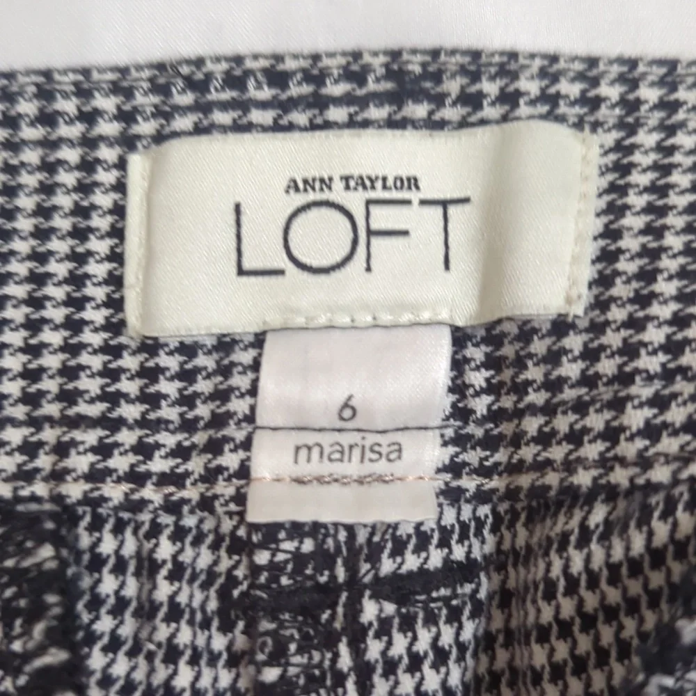 LOFT Marisa Houndstooth Crop Pants, Color Black/White Size 6 - Picture 14 of 14